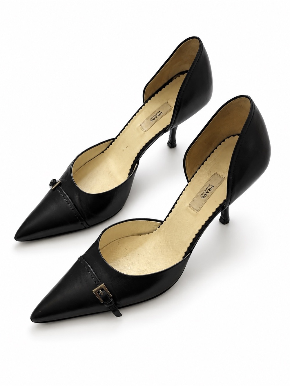 Prada D'Orsay Kitten Heels with Buckle